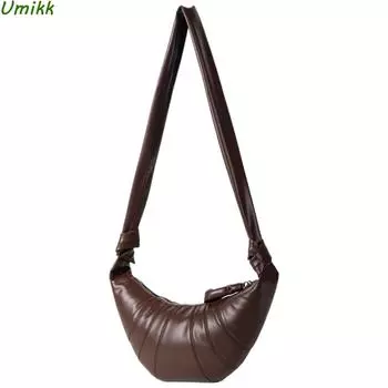 Высококачественная мягкая кожаная сумка для пельменей в форме полумесяца для женщин, тренд 2024 года, сумка в форме полумесяца из коровьего рога, роскошные бренды, женская сумка на плечо, сумка хаки