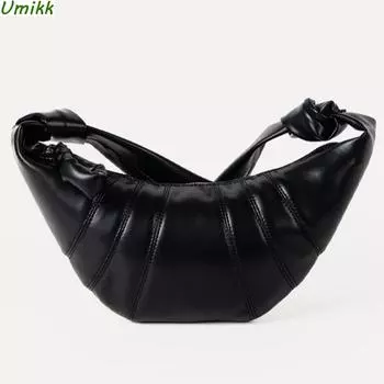 Высококачественная мягкая кожаная сумка для пельменей в форме полумесяца для женщин, тренд 2024 года, сумка в форме полумесяца из коровьего рога, роскошные бренды, женская сумка на плечо, сумка хаки