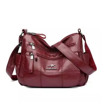 Высококачественная мягкая кожаная женская сумка, новая простая сумка через плечо для мам среднего возраста, многослойная сумка через плечо большой емкости для поездок на работу