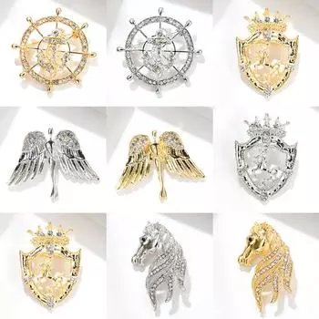 Высококачественная мужская брошь в стиле ретро, крылья ангела, воротник-стойка в стиле ВМФ с бриллиантами, простые аксессуары