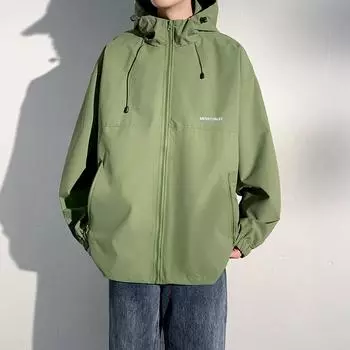 Высококачественная мужская и женская куртка весна-осень, водонепроницаемая, модная, простая, универсальная, с капюшоном, эластичная куртка S чёрный