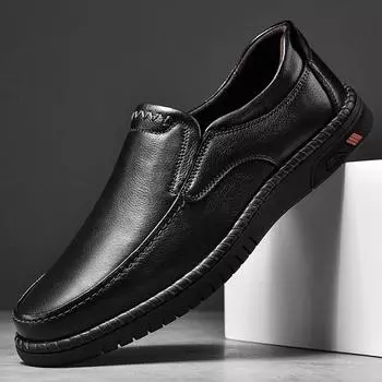 Высококачественная мужская кожаная обувь, деловая повседневная обувь без шнуровки 39