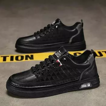 Высококачественная мужская кожаная обувь, модные дизайнерские мягкие кожаные мужские туфли для скейтбординга 2024 года, новые дышащие легкие эластичные мокасины 39 чёрный