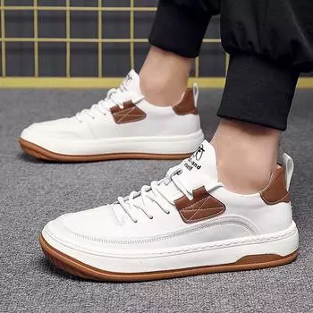 Высококачественная мужская кожаная повседневная обувь люксового бренда, мужские прогулочные туфли на плоской подошве, модные дизайнерские кроссовки со шнуровкой, универсальная обувь для скейтбординга 38 чёрный