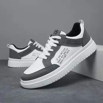 Высококачественная мужская кожаная повседневная обувь, весенние новые дышащие кроссовки, модные универсальные кроссовки на шнуровке для ходьбы, бег трусцой, мужские 39 серый