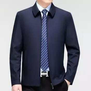 Высококачественная мужская куртка из шелка тутового шелкопряда, весенне-осенняя куртка большого размера с лацканами, для мужчин среднего возраста, одежда для пап 170