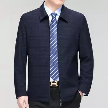 Высококачественная мужская куртка среднего возраста, весна-осень, новый стиль, шерстяная повседневная мужская куртка с лацканами, топ для пап среднего и пожилого возраста 170