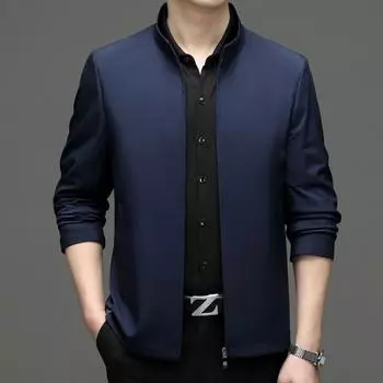 Высококачественная мужская куртка, весенняя, новая, деловая, повседневная, весенне-осенняя, куртка со стоячим воротником для среднего возраста, мужская куртка для папы 170