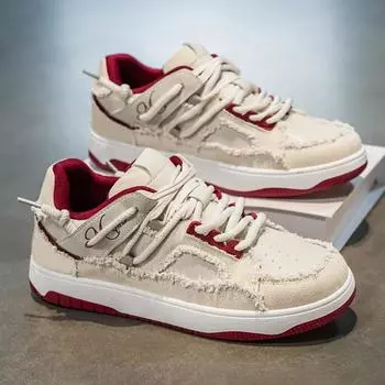 Высококачественная мужская обувь 2025 года, новая весенняя студенческая дышащая модная универсальная обувь для небольшой толпы, толстая подошва, мужские спортивные кроссовки для отдыха 39 standard sneaker size бежевый
