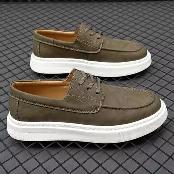 Высококачественная мужская обувь Muller из натуральной кожи 2024 года, новые модные кроссовки в британском стиле, повседневные, удобные, с мягкой подошвой, для ходьбы 38 серый