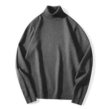 Высококачественная мужская одежда. Мужской вязаный свитер с длинными рукавами, водолазка, однотонная внутренняя часть, облегающий топ, теплая белая нижняя часть рубашки. M