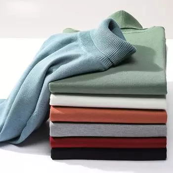 Высококачественная мужская одежда. Мужской вязаный свитер с длинными рукавами, водолазка, однотонная внутренняя часть, облегающий топ, теплая белая нижняя часть рубашки. M темно-серого