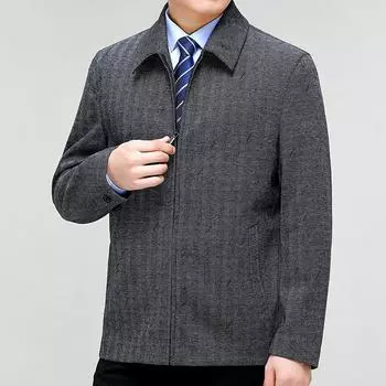 Высококачественная мужская осенняя шерстяная куртка для людей среднего и пожилого возраста, деловая повседневная куртка, мужская куртка с лацканами для папы 165