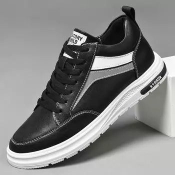 Высококачественная мужская повседневная обувь из натуральной кожи для походов и путешествий, универсальная повседневная мужская спортивная обувь с увеличенной шнуровкой 37 чёрный