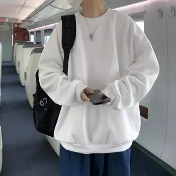 Высококачественная мужская повседневная плотная толстовка-пуловер из цельного хлопка унисекс, осенняя толстовка M белый