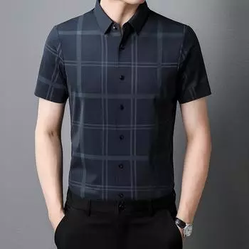 Высококачественная мужская рубашка, летняя, новая, удобная, дышащая, не требующая глажки, с коротким рукавом M