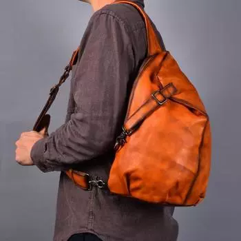 Высококачественная мужская сумка через плечо из натуральной кожи, верхний слой из коровьей кожи, сумка через плечо в стиле ретро, мягкая, большая вместимость, мужская нагрудная сумка коричневый