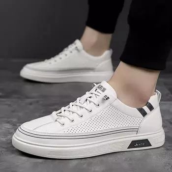 Высококачественная мужская удобная повседневная обувь, маленькие белые туфли, модная новая дышащая обувь для отдыха на открытом воздухе 38 белый