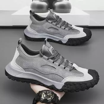 Высококачественная мужская уличная сетчатая дышащая спортивная обувь повседневные кроссовки для бега на плоской подошве, новая модель 2024 года 39 серый