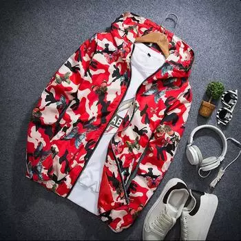 Высококачественная мужская ветровка, модная камуфляжная тонкая женская ветровка с бабочкой, спортивная куртка с капюшоном S армия зеленый