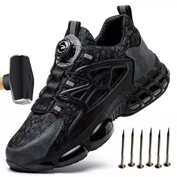 Высококачественная мужская защитная обувь с вращающимися кнопками, мужская спортивная обувь, противоударные рабочие ботинки с защитой от проколов, защитные ботинки со стальным носком для мужчин 41 чёрный