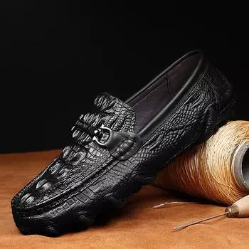 Высококачественная натуральная кожа мужская обувь мягкие мокасины в стиле крокодила мужские лоферы модные брендовые мужские туфли на плоской подошве удобная обувь для вождения 41