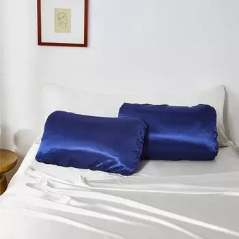 Высококачественная наволочка из искусственного шелка Queen с эластичной резинкой, однотонная гладкая атласная наволочка, легко снимается и стирается. Наволочки 50x75cm (19x29in)2pc небесно-голубой
