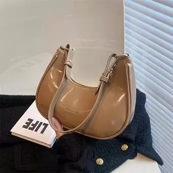 Высококачественная нишевая сумка для подмышек, сумка на плечо, женская сумка под подмышками с текстурой масляной кожи белый