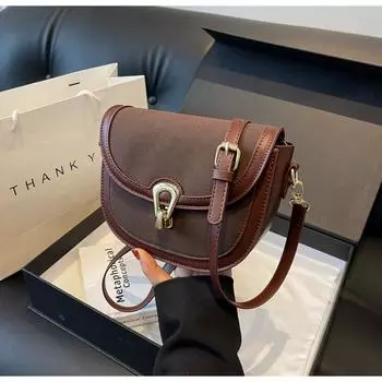 Высококачественная нишевая сумка женская осень и зима 2024 новая ретро сумка через плечо популярная корейская версия сумка-седло чёрный