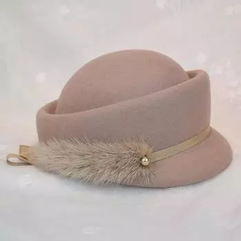 Высококачественная норковая шапка-купол с коротким карнизом, женская шляпа для вечеринок на осень и зиму, берет, модная уличная шляпа для фото 56-58CM