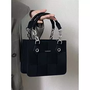 Высококачественная новая студенческая сумка-тоут, женская сумка для поездок на работу, портативная черная и серебристая сумка через плечо чёрный