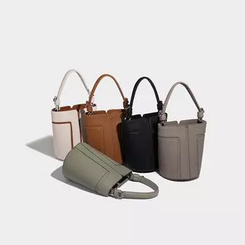 Высококачественная новая сумка-ведро 2024 года, контрастный цветовой дизайн, вместительная сумка-мессенджер через плечо, модная сумка-ведро коричневый