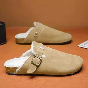 Высококачественная обувь для пар, модные мужские повседневные тапочки для улицы, зимние хлопковые тапочки, горячая распродажа, водонепроницаемые мужские тапочки без застежек 36 чёрный