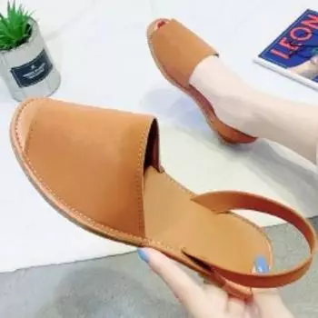 Высококачественная обувь, женские сандалии с открытым носком, повседневные сандалии больших размеров, женские с круглым носком, без застежек, на плоской подошве, с туфлями для женщин 36 абрикосовый