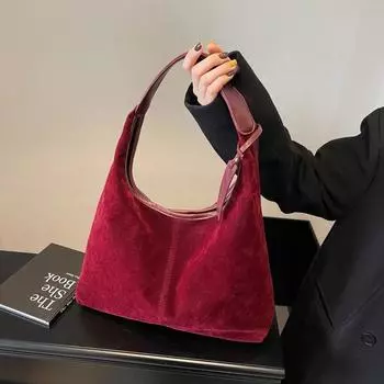 Высококачественная однотонная искусственная замша в стиле ретро с застежкой-молнией, женская сумка через плечо, модная, большая вместимость, милая, универсальная сумка-тоут