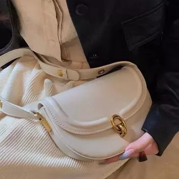 Высококачественная однотонная седельная сумка, маленькая сумка, модная и универсальная женская сумка, сумка через плечо под мышками, сумка через плечо чёрный