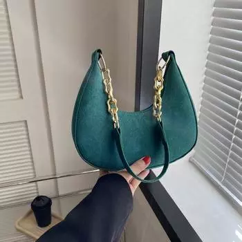 Высококачественная однотонная сумка подмышкой New Moon Fashion сумка через плечо Универсальный простой дизайн Небольшие женские сумки 21x6x10.5cm чёрный