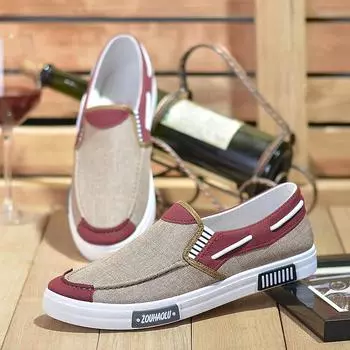 Высококачественная парусиновая обувь, мужские лоферы на толстой подошве, уличные дышащие кроссовки, обувь для вождения на мягкой подошве, мужские кроссовки с цветными блоками 39