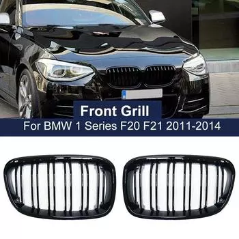 Высококачественная передняя решетка радиатора для BMW 1 серии F20 F21 2011 2012 2013 2014 Double Slat Line Gloss Matte Black Racing Grill матовый черный
