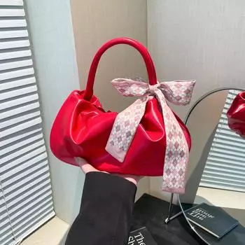 Высококачественная плиссированная сумка подмышкой, весна 2025, новая однотонная женская сумка-мешок высокого класса чёрный