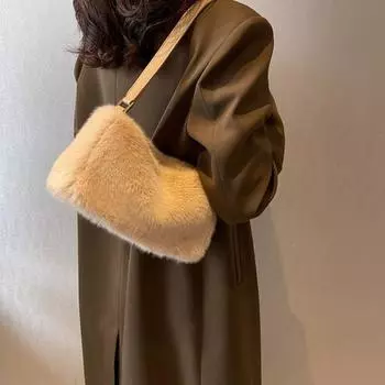 Высококачественная плюшевая сумка через плечо для женщин, осень-зима, новая модная легкая роскошная сумка для подмышек, симпатичная мини-сумка большой емкости