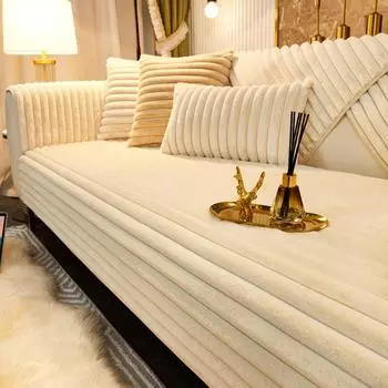 Высококачественная плюшевая зимняя подушка для дивана с кроликом, нескользящая подушка для осени и зимы, плюшевая нескользящая кожаная ткань для чехла на диван 50*50cm