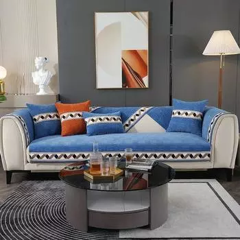 Высококачественная подушка для дивана из синели, современная жаккардовая нескользящая нескользящая подушка для стула, не царапающая кошек, с окантовкой, чехол для кресла, зимнее полотенце 70x70cm 1pcs