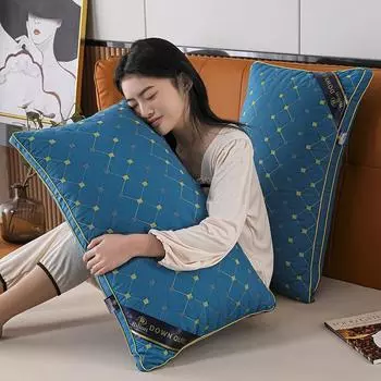 Высококачественная подушка с перьями, бархатная наволочка с высоким отскоком для домашней защиты для взрослых, одна шея, чтобы помочь подушке для сна 48x74cm 600g