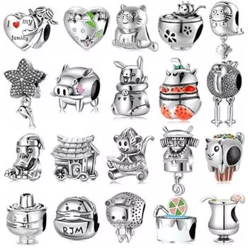 Высококачественная подвеска из стерлингового серебра 925 пробы в виде обезьяньей домика, морской звезды, кошки, утки, изящные ювелирные украшения, дизайнерский браслет