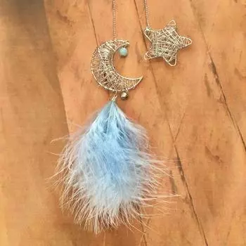 Высококачественная подвеска ручной работы в виде перьев звезды и луны — креативный подарок для украшения автомобиля или спальни белый