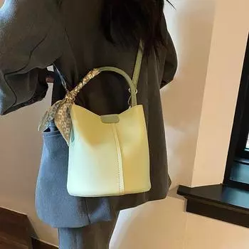 Высококачественная популярная женская сумка-ведро, модная сумка из искусственной кожи с шарфами, модная женская сумка через плечо для покупок Mini(Max Length<20cm)