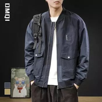 Высококачественная повседневная куртка, куртка мужская, трендовая, брендовая, свободная, большого размера, весенняя тенденция, инструментальная, бейсбольная одежда, тренд M тёмно-синий