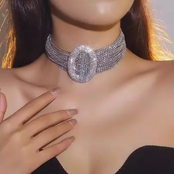 Высококачественная преувеличенная блестящая цепочка-коготь, широкая версия хрустальных женских ожерелий, модные свадебные аксессуары для свадебных платьев, ожерелья
