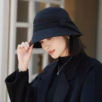 Высококачественная простая панама, женская однотонная шляпа с бантом, модная повседневная универсальная зимняя шляпа
